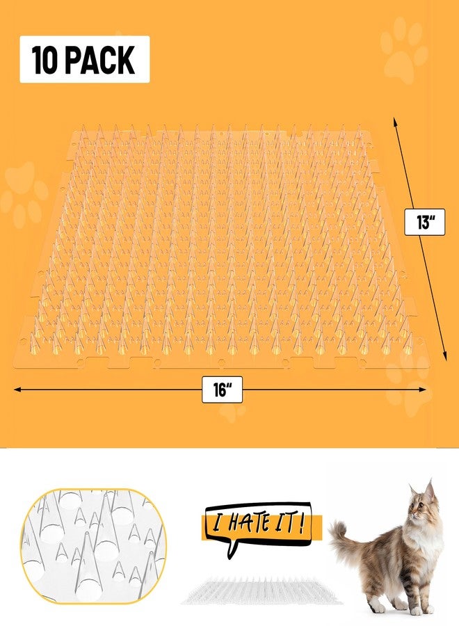 OCEANPAX Scat Mat for Cats 16 x 13 Inch, 10 Pack Cat Deterrent Mat Outdoor Indoor, Cat Spikes with 50 Stickers - Image 3